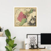 Kaart van Virginia, Marylandia, en Carolina 1714 Poster (Thuiskantoor)