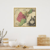 Kaart van Virginia, Marylandia, en Carolina 1714 Poster (Keuken)