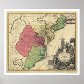 Kaart van Virginia, Marylandia, en Carolina 1714 Poster (Voorkant)