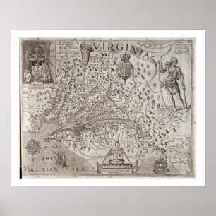 Kaart van Virginia, ontdekt en beschreven door Cap Poster