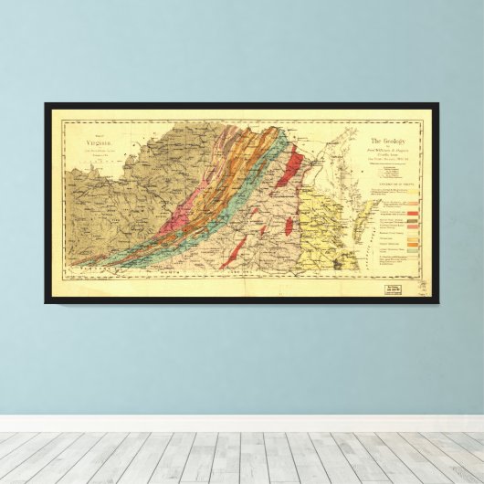 Kaart van Virginia van Jedediah Hotchkiss (1874) Canvas Afdruk (Insitu (Houten vloer))