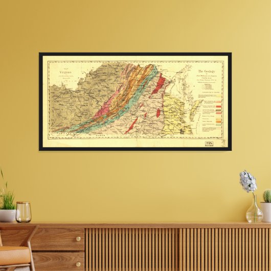 Kaart van Virginia van Jedediah Hotchkiss (1874) Canvas Afdruk (Insitu (Woonkamer))