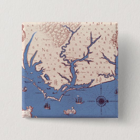 Kaart van Virginia Vierkante Button 5,1 Cm (Voorkant)