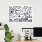  kaart van Virginia & West Virginia (1912) Poster (Thuiskantoor)