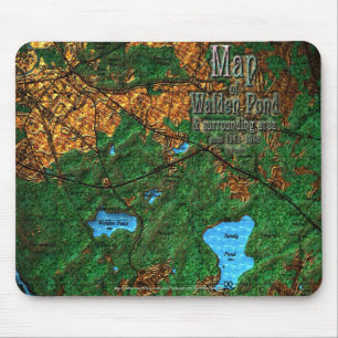 Kaart van Walden Pond en omgeving Muismat