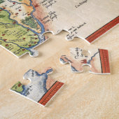 kaart van Wales en Anglesey 1579 Legpuzzel (Zijkant)