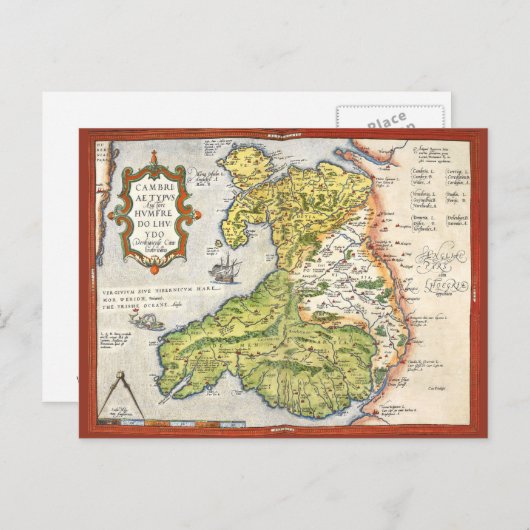 kaart van Wales en Engeland 1579 (Voorkant / Achterkant)