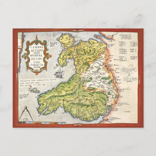  kaart van Wales en Engeland 1579 (Voorkant)