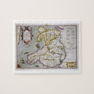 Kaart van Wales, gepubliceerd onder c.1630 (handge Legpuzzel