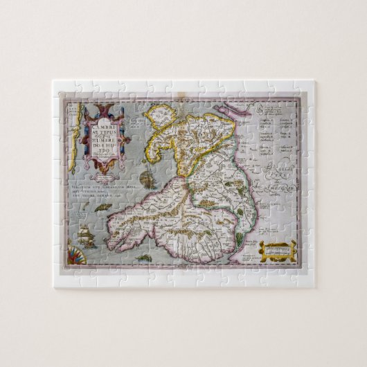 Kaart van Wales, gepubliceerd onder c.1630 (handge Legpuzzel (Horizontaal)