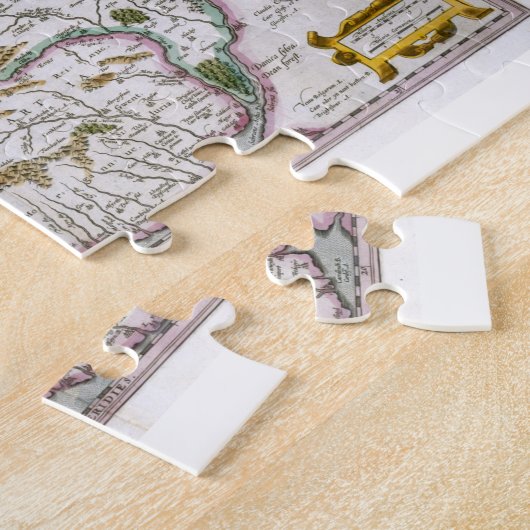 Kaart van Wales, gepubliceerd onder c.1630 (handge Legpuzzel (Zijkant)