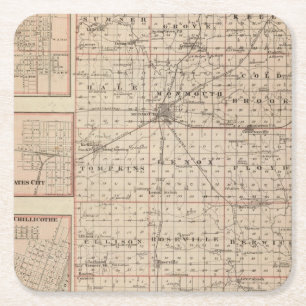 Kaart van Warren County, Abingdon Kartonnen Onderzetters