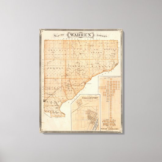 Kaart van Warren County met Plan West-Libanon Canvas Afdruk (Voorkant)