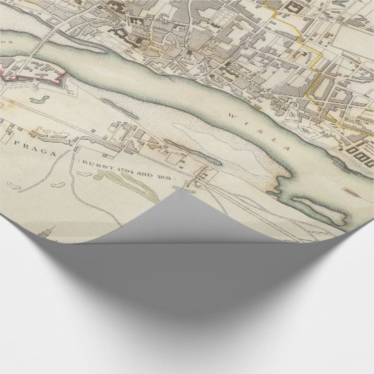  kaart van Warschau Polen (1831) Cadeaupapier (Hoek)