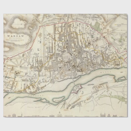  kaart van Warschau Polen (1831) Cadeaupapier (Vlak)