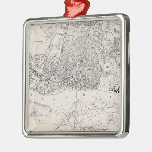  kaart van Warschau Polen (1836) Metalen Ornament (Links)