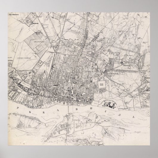  kaart van Warschau Polen (1836) Poster (Voorkant)