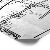  kaart van Warschau Polen (1914) BW Poster (Hoek)