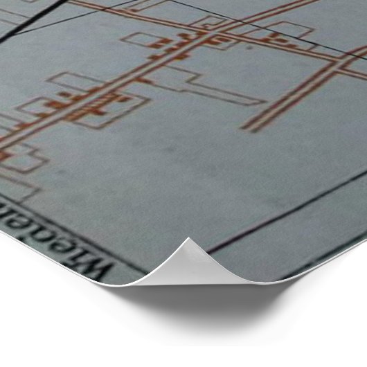  kaart van Warschau Polen (1914) Poster (Hoek)