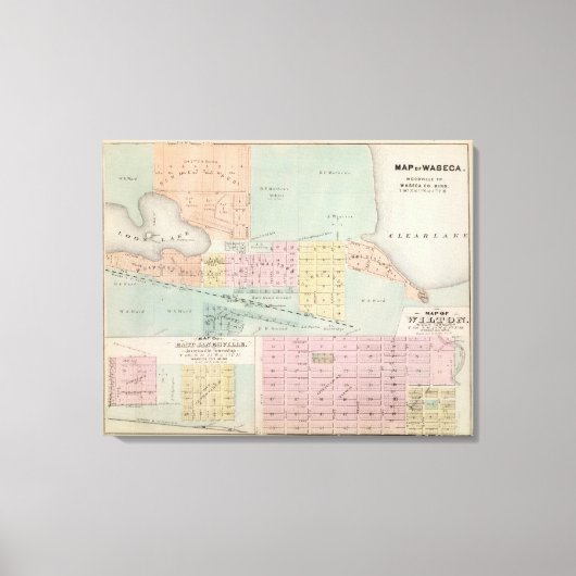 Kaart van Waseca, Minnesota Canvas Afdruk (Voorkant)