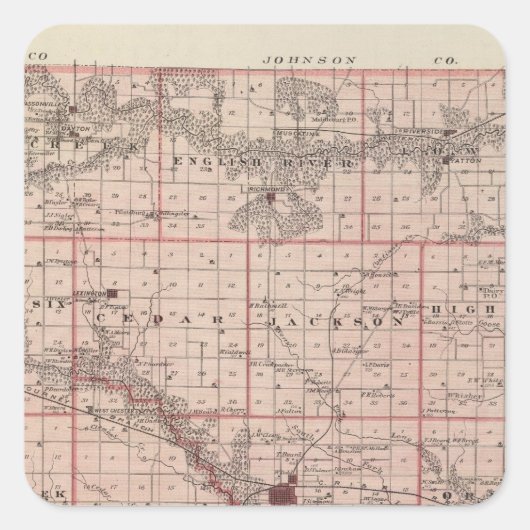 Kaart van Washington County, staat Iowa Vierkante Sticker (Voorkant)