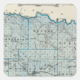 Kaart van Washington County Vierkante Sticker
