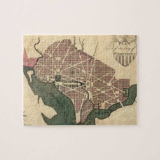 Kaart van Washington D.C. (1793) Legpuzzel (Horizontaal)