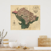 Kaart van Washington D.C. (1793) Poster (Keuken)