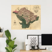Kaart van Washington D.C. (1793) Poster (Thuiskantoor)