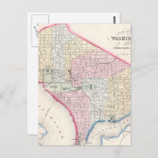 Kaart van Washington D.C. (1864) (Voorkant / Achterkant)