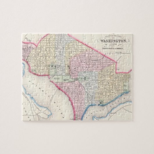  Kaart van Washington D.C. (1864) Legpuzzel (Horizontaal)