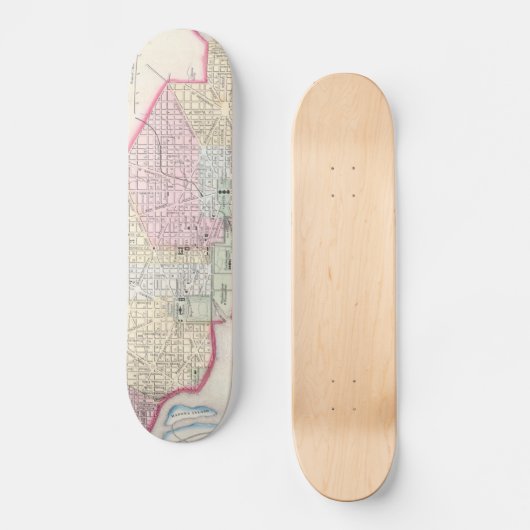  Kaart van Washington D.C. (1864) Skateboard (Voorkant)