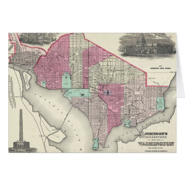  Kaart van Washington D.C. (1866) (Voorkant Horizontaal)