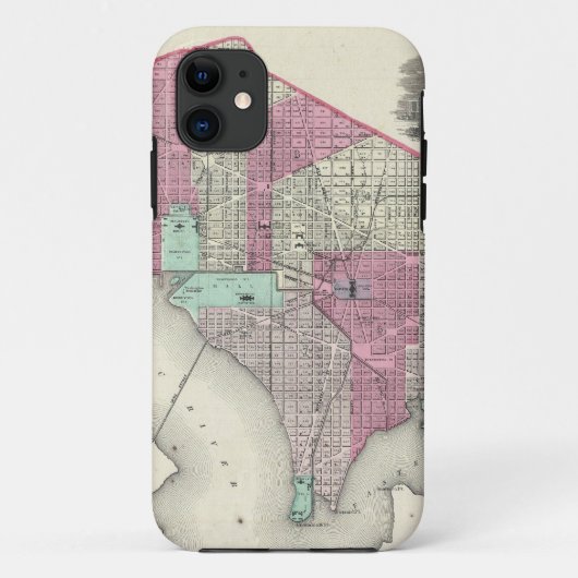 Kaart van Washington D.C. (1866) Case-Mate iPhone Case (Achterkant)