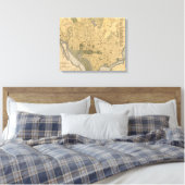 Kaart van Washington D.C. (1893) Canvas Afdruk (Insitu (Slaapkamer))