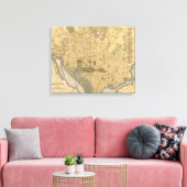 Kaart van Washington D.C. (1893) Canvas Afdruk (Insitu (Woonkamer))