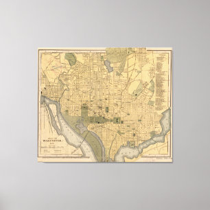  Kaart van Washington D.C. (1893) Canvas Afdruk