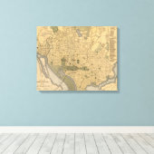 Kaart van Washington D.C. (1893) Canvas Afdruk (Insitu (Houten vloer))