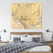 Kaart van Washington D.C. (1893) Canvas Afdruk (Insitu (Slaapkamer))