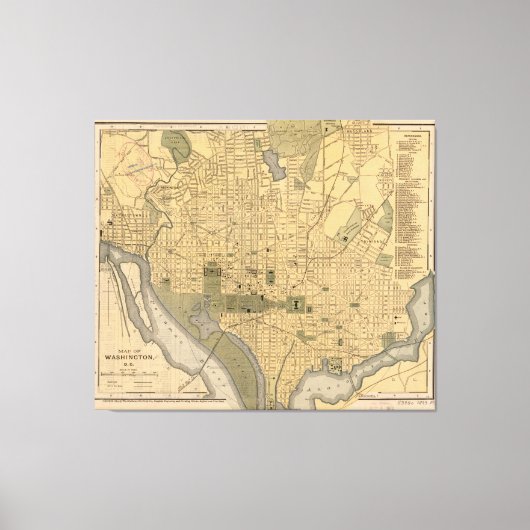 Kaart van Washington D.C. (1893) Canvas Afdruk (Voorkant)