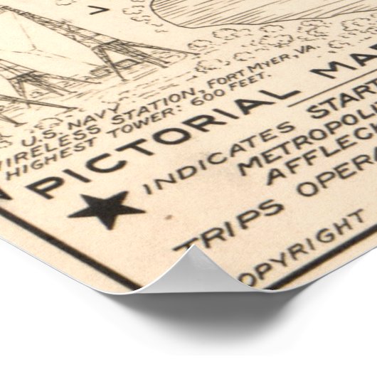  Kaart van Washington D.C. (1914) Poster (Hoek)