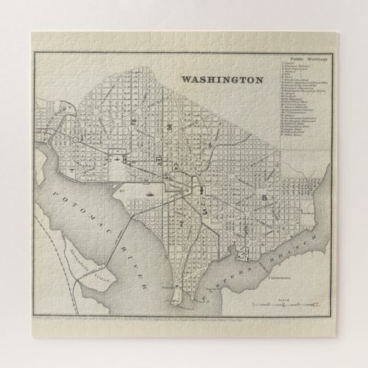  kaart van Washington DC (1866) Legpuzzel (Horizontaal)