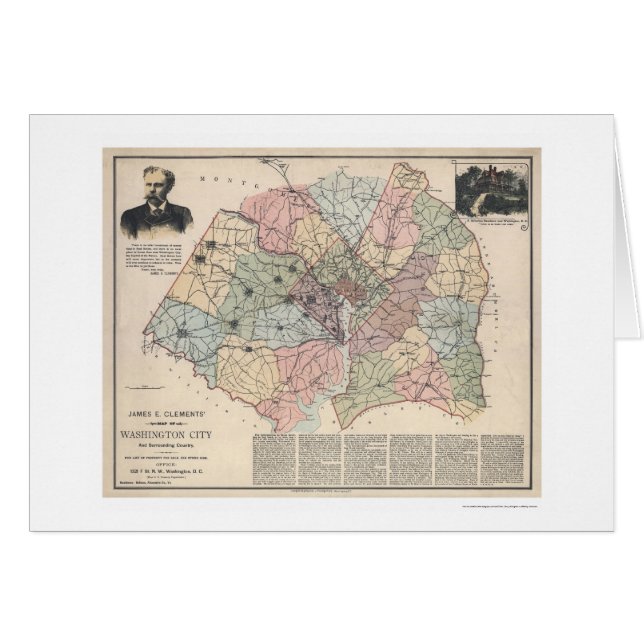 Kaart van Washington DC-buitenwijken door Clements (Voorkant Horizontaal)