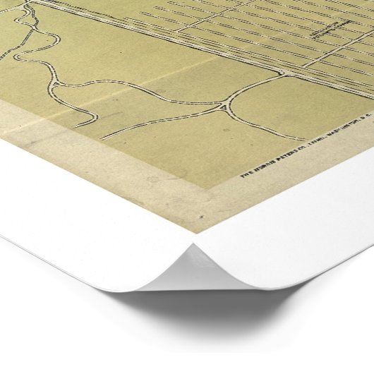 Kaart van Washington DC en de Mall 1917 Poster (Hoek)