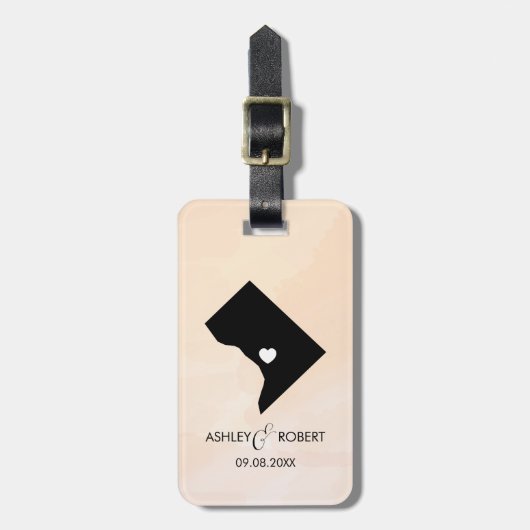 Kaart van Washington DC Wedding Bagagelabel, Aange Bagagelabel (Voorkant verticaal)