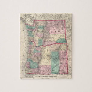kaart van Washington en Oregon (1875) Legpuzzel
