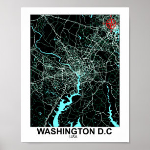 Kaart van Washington Poster