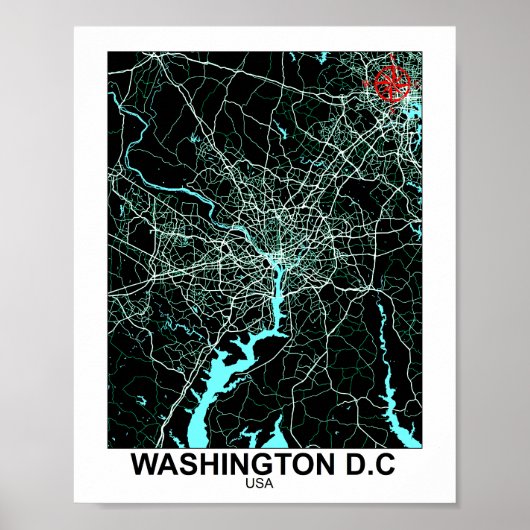 Kaart van Washington Poster (Voorkant)