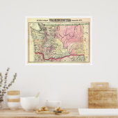 Kaart van Washington Territory door JK Gill 1878 Poster (Keuken)