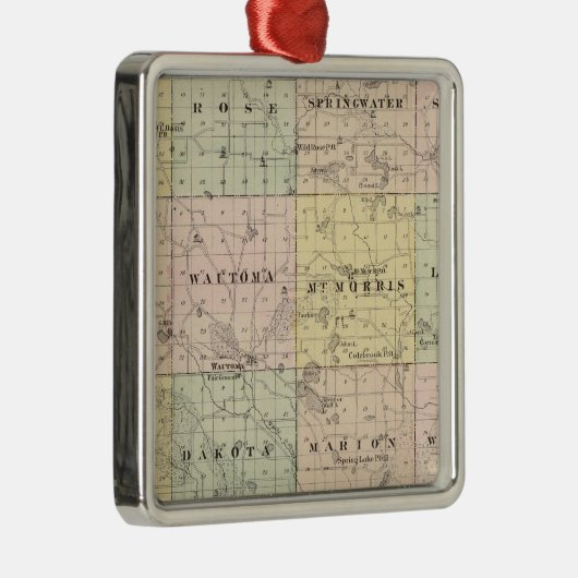 Kaart van Waushara County, Necedah en Wautoma Metalen Ornament (Rechts)